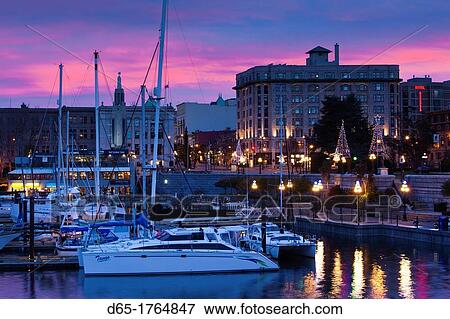 Canada, British Columbia, Vancouver Island, Victoria, Inner Harbour buildings, dawn View Large Photo Image Stock Photo - Canada, British Columbia, Vancouver Island, Victoria, Inner Harbour buildings, dawn. Fotosearch