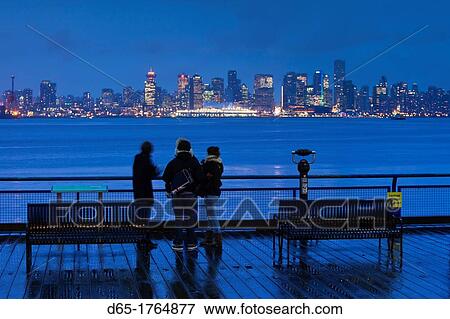 Canada, British Columbia, Vancouver, city view form North Vancouver, dusk View Large Photo Image Stock Photo - Canada, British Columbia, Vancouver, city view form North Vancouver, dusk. Fotosearch