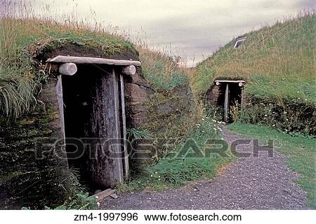CANADA, NEWFOUNDLAND, L'ANSE AUX MEADOWS NHP, REPLICAS OF NORSE HOUSES FROM 1000 YEARS AGO. View Large Photo Image Stock Photograph - CANADA, NEWFOUNDLAND, L'ANSE AUX MEADOWS NHP, REPLICAS OF NORSE HOUSES FROM 1000 YEARS AGO.. Fotosearch