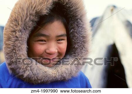 CANADA, NUNAVUT, HUDSON BAY, BAFFIN ISLAND, CAPE DORSET, PORTRAIT OF INUIT GIRL. View Large Photo Image Stock Image - CANADA, NUNAVUT, HUDSON BAY, BAFFIN ISLAND, CAPE DORSET, PORTRAIT OF INUIT GIRL.. Fotosearch