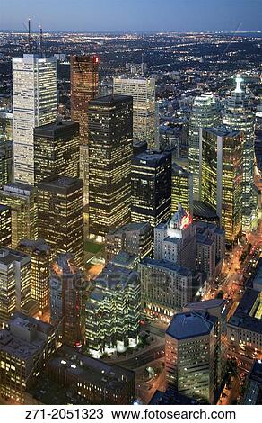 Stock Image - Canada, Ontario, Toronto, downtown skyline, aerial view.. Fotosearch