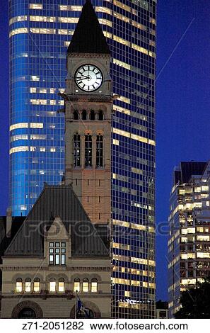 Stock Image - Canada, Ontario, Toronto, Nathan Phillips Square, Old City Hall,.. Fotosearch