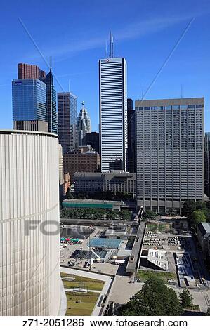 Stock Photograph - Canada, Ontario, Toronto, Nathan Phillips Square, City Hall, skyline,.. Fotosearch