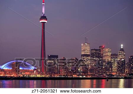 Stock Image - Canada, Ontario, Toronto, Skydome Rogers Centre, CN Tower, downtown skyline.. Fotosearch