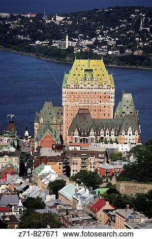 Canada, Qu? bec, Quebec City, general aerial view, Chateau Frontenac View Large Photo Image Stock Image - Canada, Qu? bec, Quebec City, general aerial view, Chateau Frontenac. Fotosearch