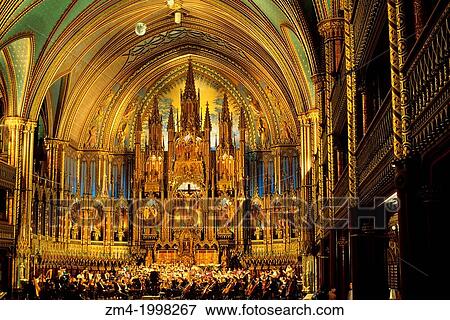 CANADA, QUEBEC, MONTREAL, INTERIOR OF NOTRE-DAME BASILICA, ORCHESTRA GIVING CONCERT. View Large Photo Image Stock Photo - CANADA, QUEBEC, MONTREAL, INTERIOR OF NOTRE-DAME BASILICA, ORCHESTRA GIVING CONCERT.. Fotosearch