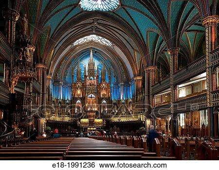 Canada, Quebec, Montreal. Notre Dame Basilica interior. View Large Photo Image Stock Photograph - Canada, Quebec, Montreal. Notre Dame Basilica interior.. Fotosearch
