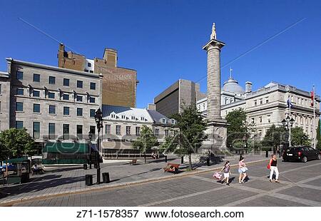 Stock Photo - Canada, Quebec, Montreal, Place Jacques Cartier, Nelson Column,. Fotosearch
