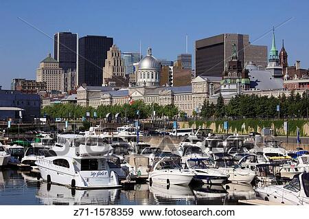 Canada, Quebec, Montreal, skyline, harbour, View Large Photo Image Stock Photo - Canada, Quebec, Montreal, skyline, harbour,. Fotosearch