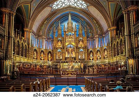 Canada, Quebec Province, Montreal City, Notre Dame Basilica, Interior. View Large Photo Image Stock Photo - Canada, Quebec Province, Montreal City, Notre Dame Basilica, Interior.. Fotosearch