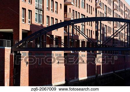 Stock Photo - Canal in the Warehouse District in Hamburg, Germany.. Fotosearch
