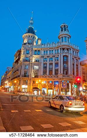 Canalejas Square, night view. Madrid, Spain. View Large Photo Image Picture - Canalejas Square, night view. Madrid, Spain.. Fotosearch