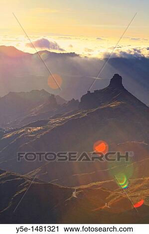 Canary Islands, Gran Canaria, Central Mountains, View of West Gran Canaria from Roque Nublo View Large Photo Image Stock Image - Canary Islands, Gran Canaria, Central Mountains, View of West Gran Canaria from Roque Nublo. Fotosearch