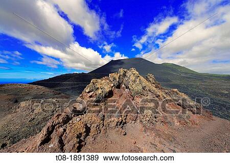canary islands, la palma: volcano teneguia in front of volcano san antonio View Large Photo Image Stock Photo - canary islands, la palma: volcano teneguia in front of volcano san antonio. Fotosearch