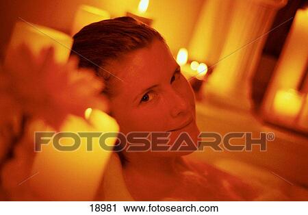 Stock Image - Candlelit bath. Fotosearch