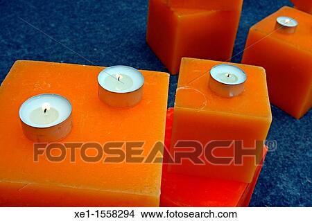 Picture - candles, wax cubes. Fotosearch
