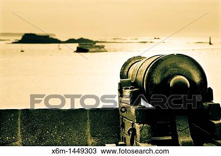 Cannon Saint-Malo Brittany, France, Europe View Large Photo Image Stock Image - Cannon Saint-Malo Brittany, France, Europe. Fotosearch