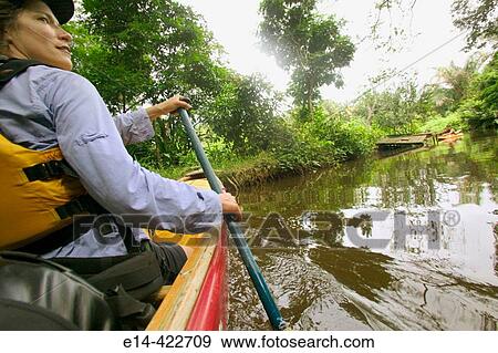 Canoeing, Costa Rica, Caribbean Sea, paddling in estuary outside Manzanillo View Large Photo Image Stock Photo - Canoeing, Costa Rica, Caribbean Sea, paddling in estuary outside Manzanillo. Fotosearch