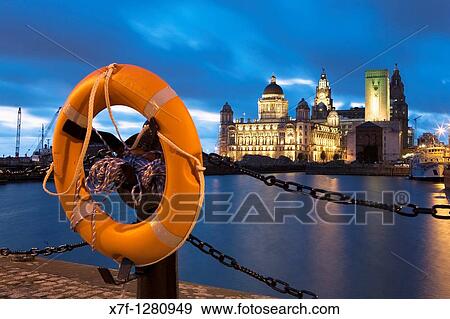 Canring Dock, with the three graces of Pier Head the Royal Liver Building, The Cunard Building and the Port of Liverpool Building Liverpool England UK View Large Photo Image Stock Photo - Canring Dock, with the three graces of Pier Head the Royal Liver Building, The Cunard Building and the Port of Liverpool Building Liverpool England UK. Fotosearch