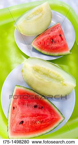 cantaloupe and watermelon View Large Photo Image Stock Image - cantaloupe and watermelon. Fotosearch