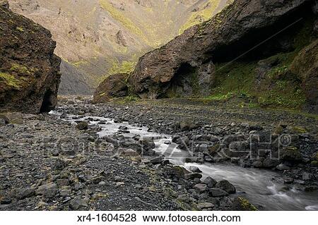 Stock Photo - Canyon near G? gjokul glacier, Eyjafjallajokull volcano, Iceland. Fotosearch