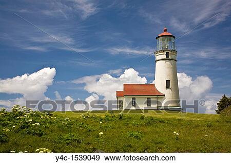 Stock Photo - Cape Blanco Lighthouse on the Pacific Ocean coast of Oregon. Fotosearch