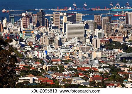 Cape Town Central Business District skyline seen from Lions Head, Western Cape, South Africa. View Large Photo Image Stock Image - Cape Town Central Business District skyline seen from Lions Head, Western Cape, South Africa.. Fotosearch