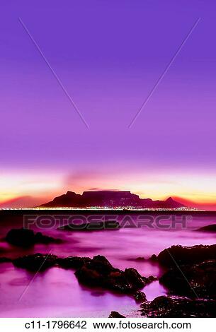 cape town from bloubergstrand at dusk sunset showing lights ocean and beach View Large Photo Image Stock Image - cape town from bloubergstrand at dusk sunset showing lights ocean and beach. Fotosearch
