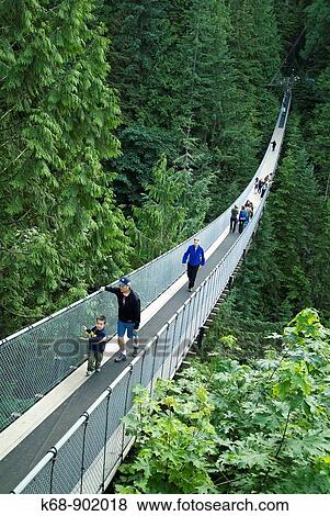Stock Photo - Capilano Suspension Bridge facility, North Vancouver, British Columbia, Canada. Fotosearch