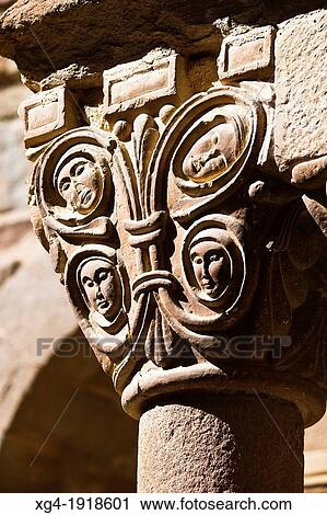 Capital in the Romanesque cloister of the monastery of Santa Maria - L? Estany - Bages - Barcelona - Catalonia - Spain - Europe View Large Photo Image Stock Image - Capital in the Romanesque cloister of the monastery of Santa Maria - L? Estany - Bages - Barcelona - Catalonia - Spain - Europe. Fotosearch