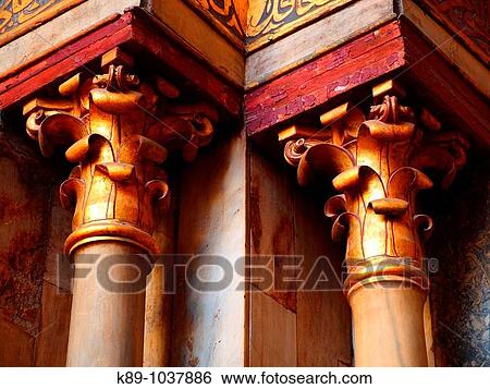 Stock Photograph - Capiteles, Mezquita Mausoleo Hassan, El Cairo, Egipto. Fotosearch