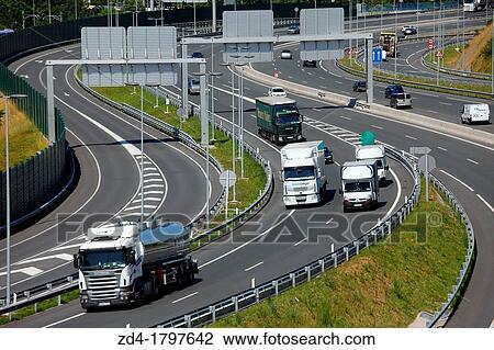 Car and truck traffic on the motorway, Gipuzkoa, Basque Country, Spain View Large Photo Image Stock Image - Car and truck traffic on the motorway, Gipuzkoa, Basque Country, Spain. Fotosearch