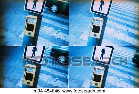 Car passing by pedestrian crossing sign View Large Photo Image Stock Photograph - Car passing by pedestrian crossing sign. Fotosearch