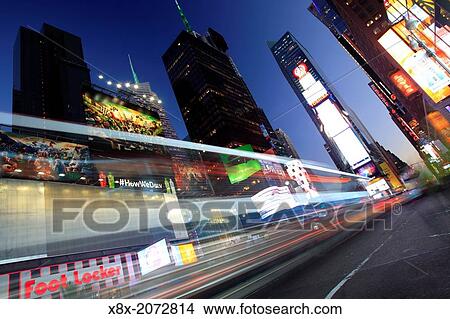 Car tracks in Time Square, New York City, USA. View Large Photo Image Picture - Car tracks in Time Square, New York City, USA.. Fotosearch