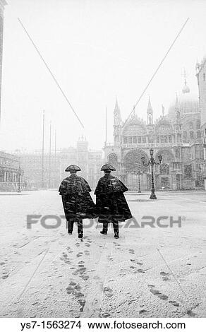 Carabinieri in San Marco square during a snowstorm - Venice Italy View Large Photo Image Picture - Carabinieri in San Marco square during a snowstorm - Venice Italy. Fotosearch