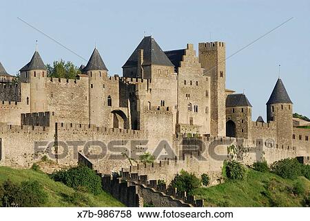 Carcassonne France Medieval walled Cit? of Carcassonne View Large Photo Image Stock Photo - Carcassonne France Medieval walled Cit? of Carcassonne. Fotosearch