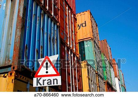 Stock Image - Cargo containers. Harbour. Hamburg. Germany. Fotosearch
