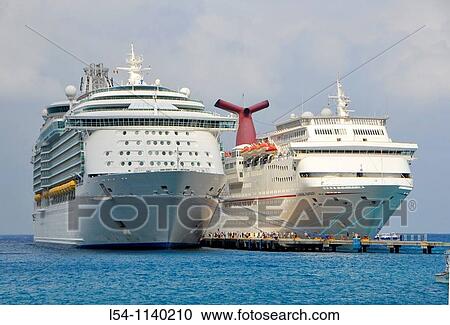 Stock Image - Caribbean Cruise Ships in Puerta Maya and Cozumel Mexico. Fotosearch