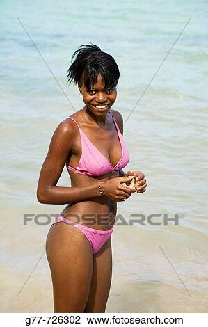 Stock Image - Caribbean Dominican Republic Samana Peninsula Las Terrenas Haitian Woman. Fotosearch