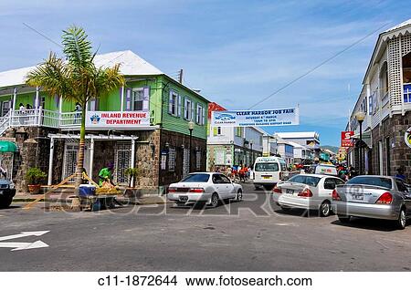 Caribbean, Saint Kitts and Nevis, Basseterre, Street scene View Large Photo Image Picture - Caribbean, Saint Kitts and Nevis, Basseterre, Street scene. Fotosearch