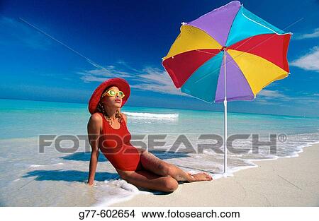 Caribbean, woman on beach. Cuba, Varadero View Large Photo Image Picture - Caribbean, woman on beach. Cuba, Varadero. Fotosearch