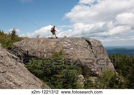 Caribou - Speckled Mountain Wilderness - A hiker explores the exposed summit of Caribou Mountain in the White Mountain National Forest of Maine View Large Photo Image Stock Image - Caribou - Speckled Mountain Wilderness - A hiker explores the exposed summit of Caribou Mountain in the White Mountain National Forest of Maine. Fotosearch