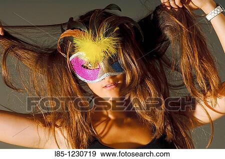 Carnaval mask girl View Large Photo Image Stock Photo - Carnaval mask girl. Fotosearch