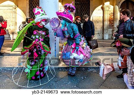 Carnival Revellers, St Mark's Square, Venice Carnival, Venice, Italy. View Large Photo Image Stock Image - Carnival Revellers, St Mark's Square, Venice Carnival, Venice, Italy.. Fotosearch