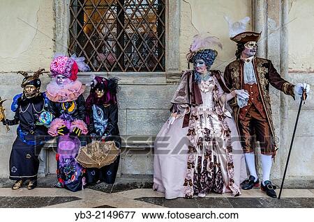 Carnival Revellers, St Mark's Square, Venice Carnival, Venice, Italy. View Large Photo Image Stock Photo - Carnival Revellers, St Mark's Square, Venice Carnival, Venice, Italy.. Fotosearch