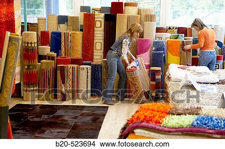 Picture - Carpets. Paint and decoration shop. Eibar, Gipuzkoa, Euskadi. Spain.. Fotosearch
