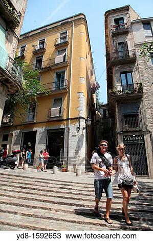 Carrer de la Forca. Girona. Catalonia. Spain View Large Photo Image Stock Image - Carrer de la Forca. Girona. Catalonia. Spain. Fotosearch