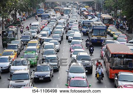 Stock Photo - Cars in the Bangkok Rushhoure. Fotosearch