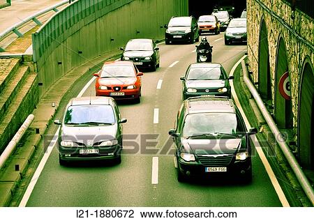 Cars move around the city. Ronda del Litoral, Barcelona, Catalonia, Spain. View Large Photo Image Stock Image - Cars move around the city. Ronda del Litoral, Barcelona, Catalonia, Spain.. Fotosearch