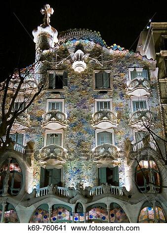 Casa Batll?. Illa de la Discordia. (Antoni Gaudi). Barcelona (Catalunya) Spain. View Large Photo Image Stock Image - Casa Batll?. Illa de la Discordia. (Antoni Gaudi). Barcelona (Catalunya) Spain.. Fotosearch